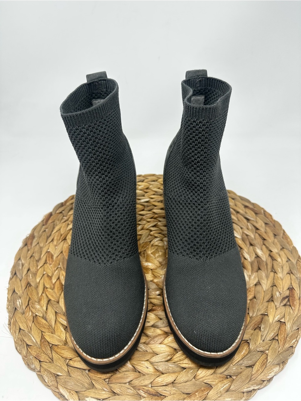 Eileen Fisher London Recycled Stretch Knit Bootie Grey Black Size 8 Women's - Picture 6 of 9